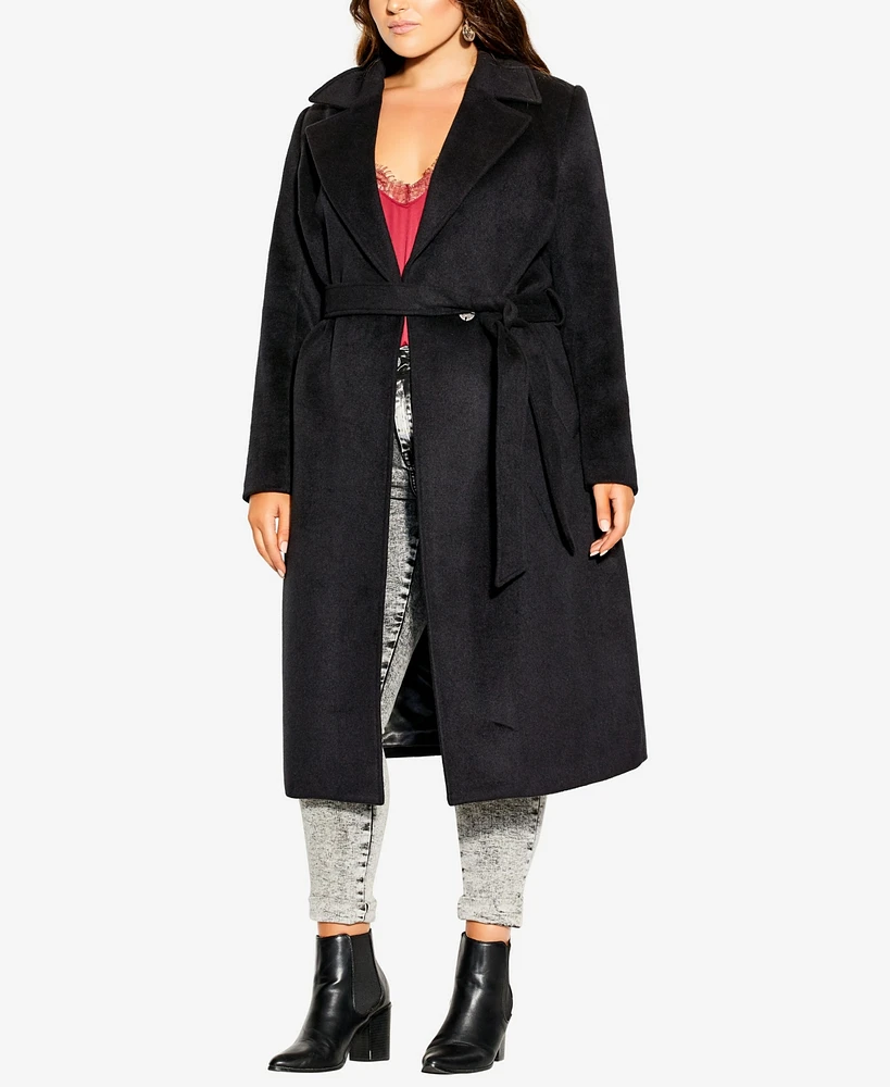 City Chic Plus Romantic Luxe Wool Blend Coat