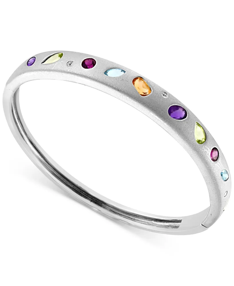 Effy Multi-Gemstone Bangle Bracelet (3-5/8 ct. t.w.) & Diamond (1/10 ct. t.w.) Bangle Bracelet in Sterling Silver