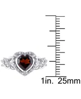 Rhodolite Garnet (1-3/8 ct. t.w.) & Diamond (1/10 Heart Ring Sterling Silver