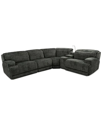 Sebaston -Pc. Fabric Sectional with Power Motion Recliners and 1 Usb Console