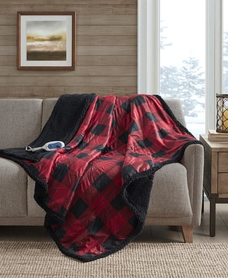 Woolrich Linden Buffalo-Check Electric Faux-Mink to Berber Throw, 70" x 60"