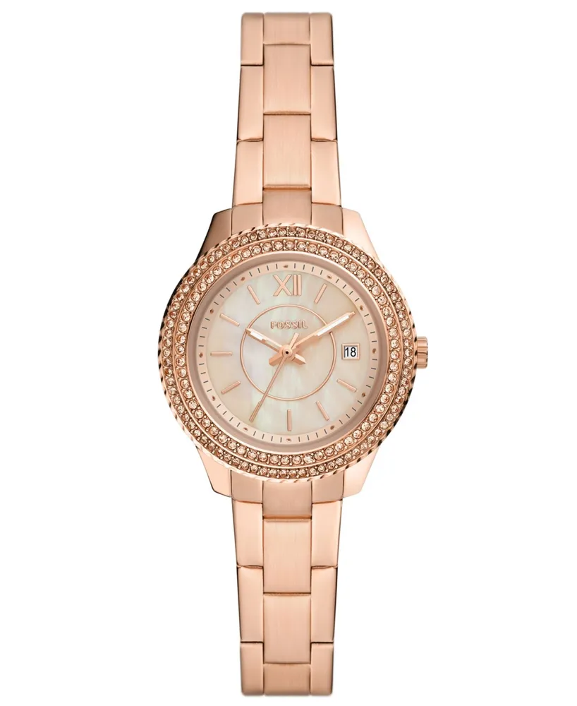 Fossil Women's Mini Stella Rose Gold-Tone Stainless Steel Bracelet Watch 30mm - Rose Gold