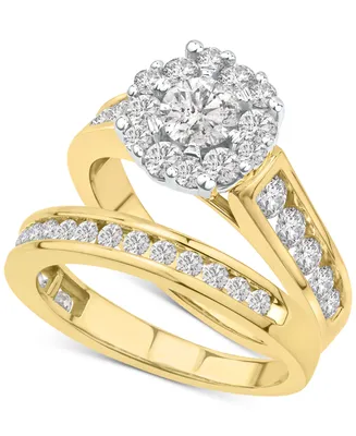 Diamond Halo Channel-Set Bridal Set (2 ct. t.w.) in 14k Two-Tone Gold