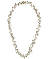 Cultured Freshwater Pearl (5mm) & Diamond (1/2 ct. t.w.) Vine 16" Collar Necklace in 14k Gold-Plated Sterling Silver