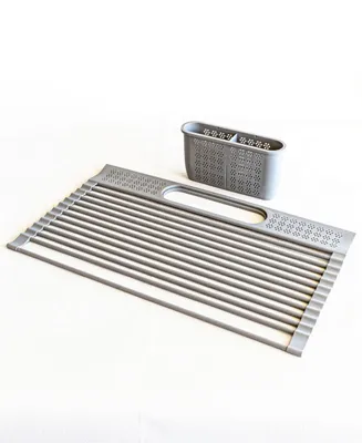 over&back Over the Sink Drying Dish Rack with Caddy
