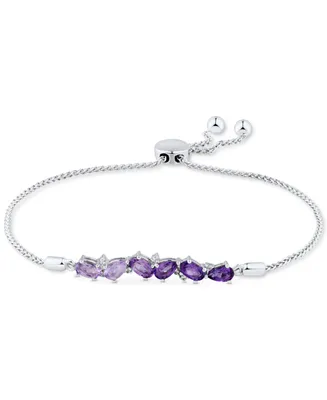 Amethyst (1-1/5 ct. t.w.) & White Topaz (1/20 ct. t.w.) Ombre Bolo Bracelet in Sterling Silver