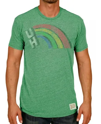 Men's Heather Green Hawaii Warriors Vintage-Like Rainbow Tri-Blend T-shirt