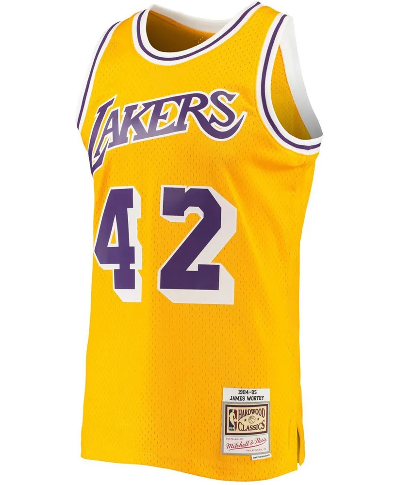 Men's James Worthy Gold Los Angeles Lakers 1984-85 Hardwood Classics Swingman Jersey