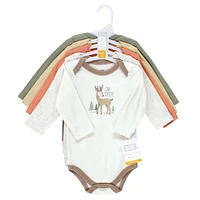 Hudson Baby Baby Boys Hudson Cotton Long-Sleeve Bodysuits, Forest Deer -Pack