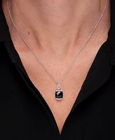 2-Pc. Set Onyx & Diamond (1/10 ct. tw.) Pendant Necklace & Matching Stud Earrings in Sterling Silver