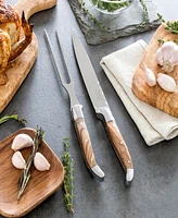 French Home Laguiole Olivewood Carving Knife and Fork Set.