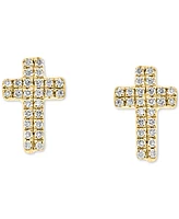 Effy Diamond (1/6 ct.t.w.) Cross Stud Earrings Sterling Silver or 14k Gold-Plated