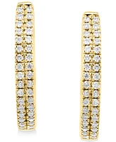 Effy Diamond Small Double Row Hoop Earrings (1/5 ct. t.w.) Sterling Silver or 14k Gold-Plated