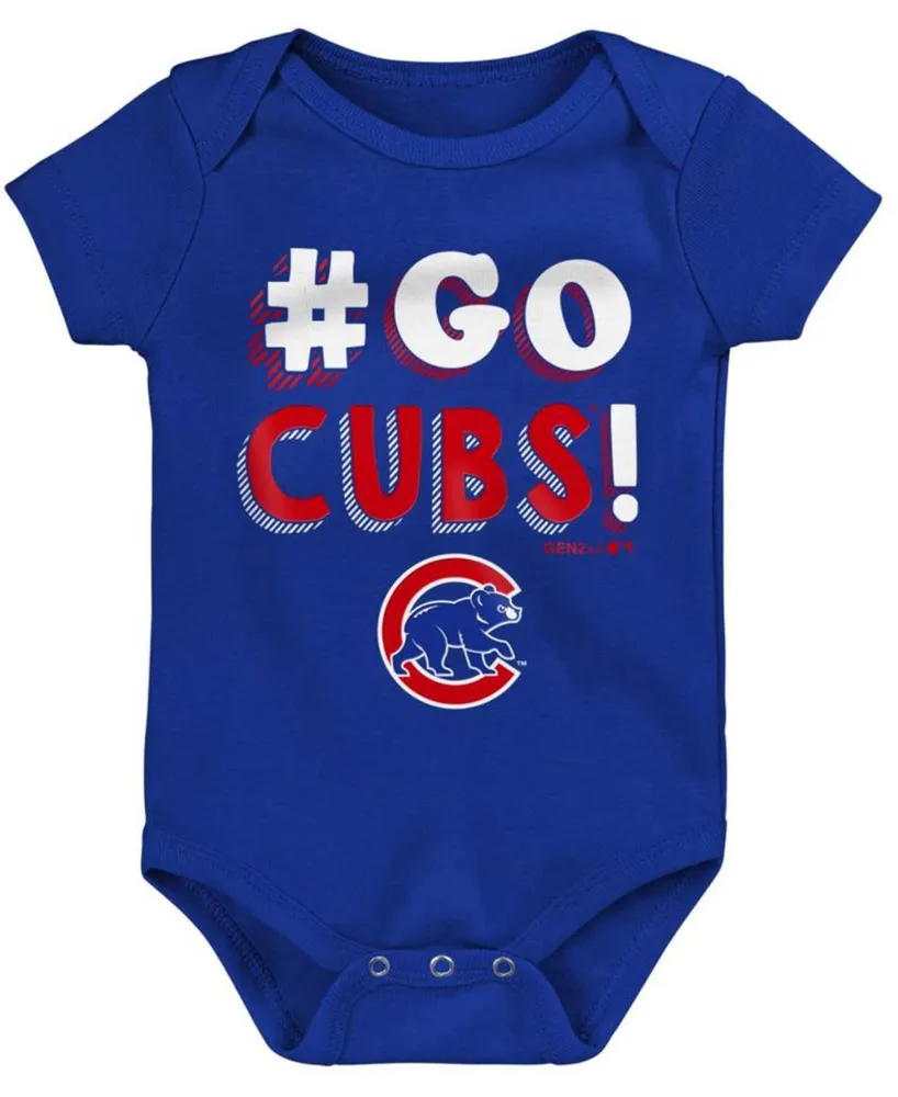 Infant Boys and Girls Royal, Red, Gray Chicago Cubs Born To Win Bodysuit Set, 3 Pack