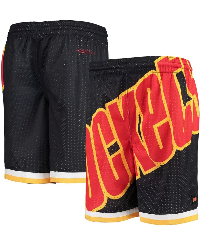 Big Boys Black Houston Rockets Hardwood Classics Throwback Big Face Mesh Shorts