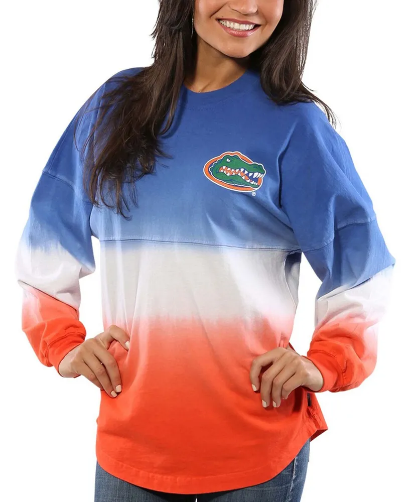 Women's Royal Florida Gators Ombre Long Sleeve Dip-Dyed