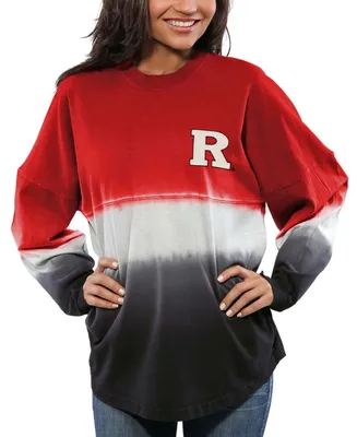 Women's Scarlet Rutgers Knights Ombre Long Sleeve Dip-Dyed