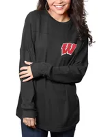 Women's Black Wisconsin Badgers The Big Shirt Oversized Long Sleeve T-shirt