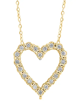 Effy Diamond Heart 18" Pendant Necklace (1/4 ct. t.w.) Sterling Silver or 14k Gold-Plated
