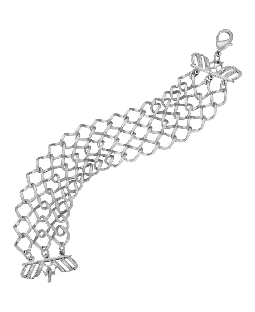 2028 Wide Mesh Bracelet - Silver