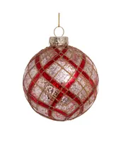 Kurt Adler 80 Mm Plaid Glass Ball Ornaments 6 Piece Set