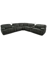 Sebaston -Pc. Fabric Sectional with Power Motion Recliners and 2 Usb Consoles