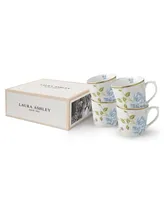 Laura Ashley Heritage Collectables 10 Oz Cobblestone Pinstripe Mugs in Gift Box, Set of 4