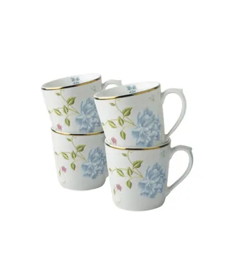 Laura Ashley Heritage Collectables 17 Oz Cobblestone Pinstripe Mugs in Gift Box, Set of 4