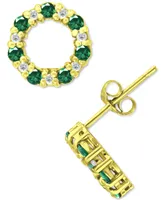 Giani Bernini Lab-Grown Green Quartz & Cubic Zirconia Circle Stud Earrings in 18k Gold-Plated Sterling Silver, Created for Macy's