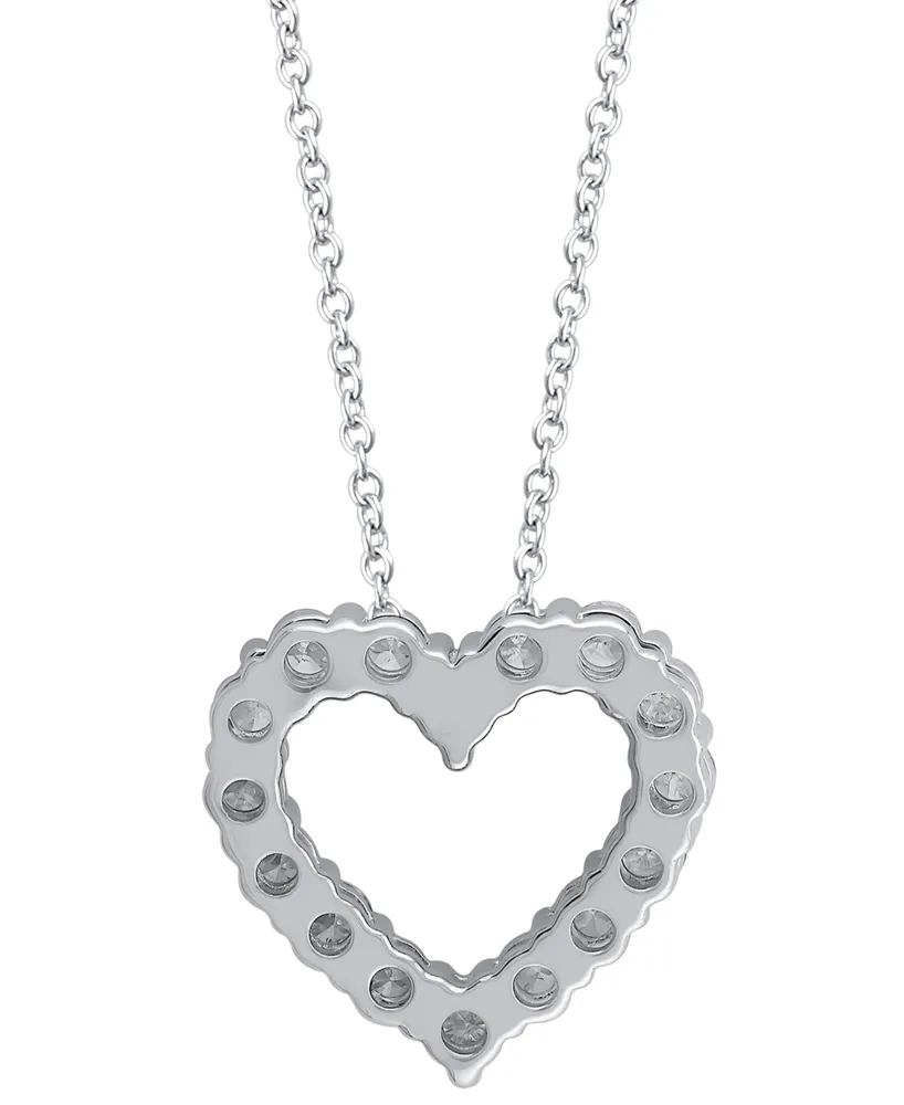 Diamond Heart 18" Pendant Necklace (1/2 ct. t.w.) in 14k White Gold