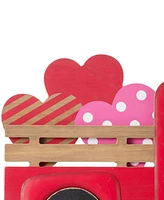 Glitzhome 24" Metal and Wooden Valentine's Truck Yard Stake or Hanging Sign