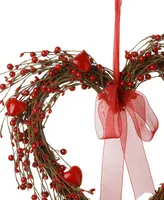 Glitzhome 17" Lighted Valentine's Berry Heart Wreath