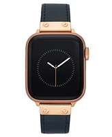 Anne Klein Women's Navy Genuine Leather Band designed for Apple Watch 42mm (Series 10) & 38/40/41mm