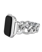 Anne Klein Women's Silver-Tone Alloy Metal with Crystals Link Bracelet designed for Apple Watch 42mm (Series 1-3 only) & 44/45/46/49mm (Ultra & Ultra