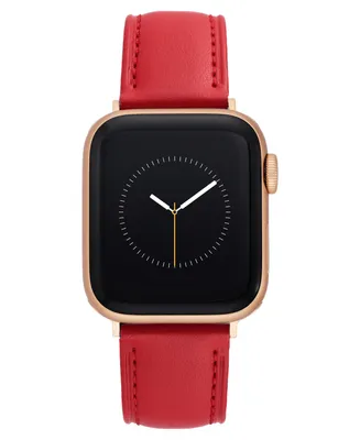 Anne Klein Women's Red Apple Leather Band Compatible with 42/44/45/Ultra/Ultra 2 Apple Watch