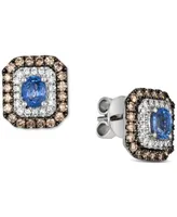 Le Vian Blueberry Sapphire (3/4 ct. t.w.) & Diamond (5/8 ct. t.w.) Halo Stud Earrings in 14k White Gold