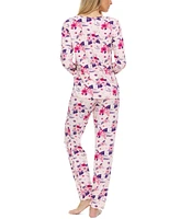 Flora by Nikrooz Erica Lace-Trim Printed Knit Pajama Set