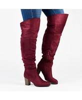 Journee Collection Women's Kaison Wide Calf Stacked Heel Over The Knee Boots