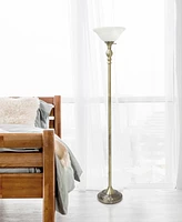 Lalia Home Classic 1 Light Torchiere Floor Lamp with Marbleized Glass Shade