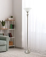 Lalia Home Classic 1 Light Torchiere Floor Lamp with Marbleized Glass Shade