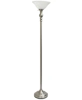 Lalia Home Classic 1 Light Torchiere Floor Lamp with Marbleized Glass Shade