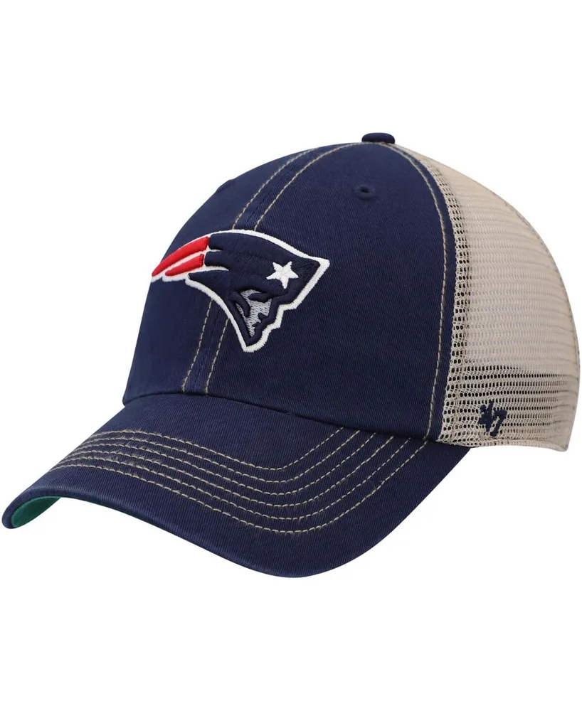 Men's Navy, Natural New England Patriots Trawler Trucker Clean Up Snapback Hat