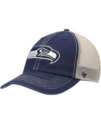 Men's College Navy, Natural Seattle Seahawks Trawler Trucker Clean Up Snapback Hat