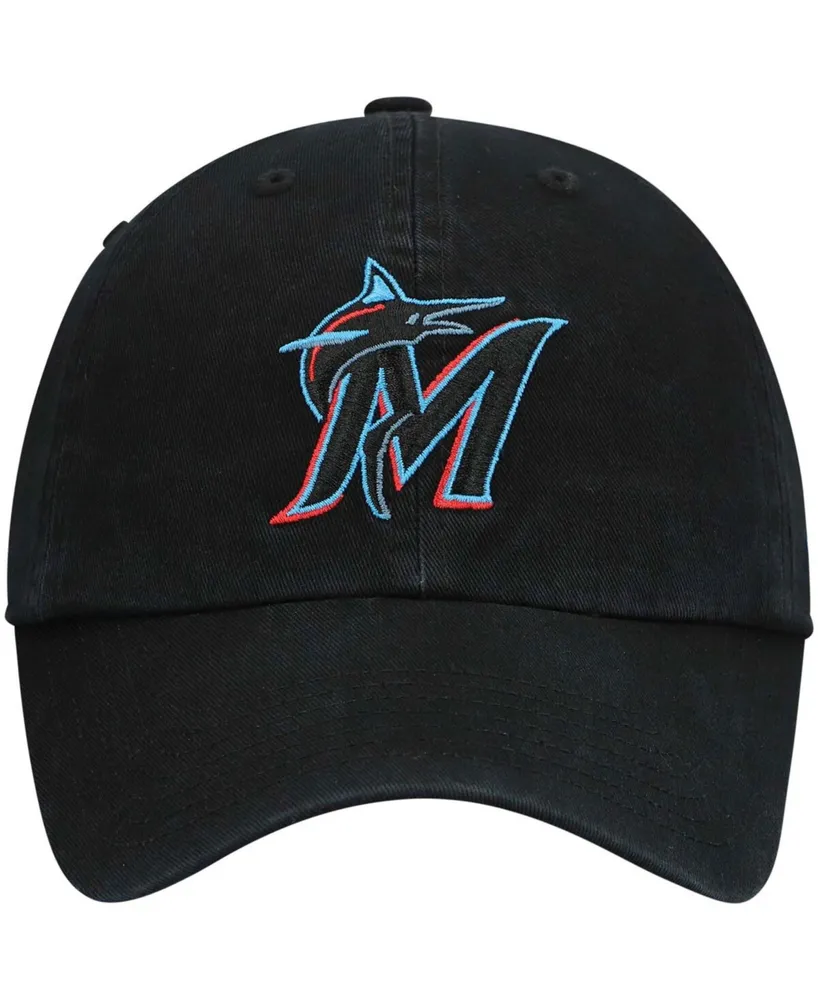 Boys Black Miami Marlins Team Logo Clean Up Adjustable Hat