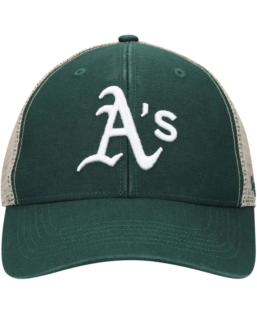 Men's Green, Natural Oakland Athletics Flagship Washed Mvp Trucker Snapback Hat
