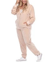 White Mark Plus Velour Tracksuit Loungewear 2pc Set