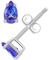 Tanzanite Pear-Shape Stud Earrings (3/8 ct. t.w.) 14k White Gold (Also Emerald, Ruby & Sapphire)