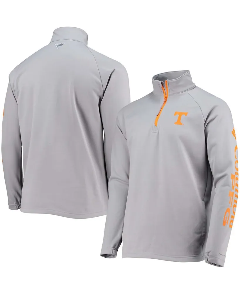 Men's Gray Tennessee Volunteers Terminal Tackle Fleece Raglan Omni-Shade Quarter-Zip Jacket