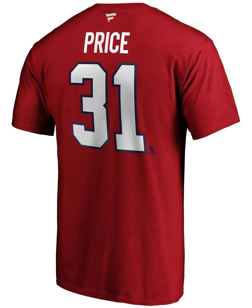 Men's Fanatics Carey Price Red Montreal Canadiens Team Authentic Stack Name and Number T-shirt