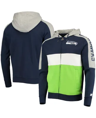 Men's Fanatics Branded College Navy/Neon Green Seattle Seahawks Block Party Pullover Hoodie